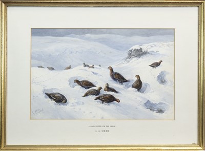 Lot 414 - A HARD WINTER FOR THE GROUSE, A WATERCOLOUR BY GEORGE ANDERSON SHORT