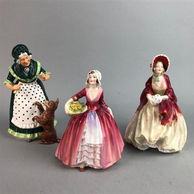 Lot 237 - A ROYAL DOULTON FIGURE OF OLD MOTHER HUBBARD AND TWO OTHERS