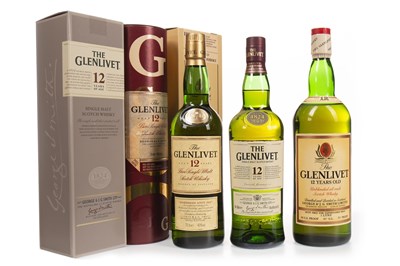 Lot 312 - TWO BOTTLES AND ONE LITRE OF GLENLIVET AGED 12 YEARS