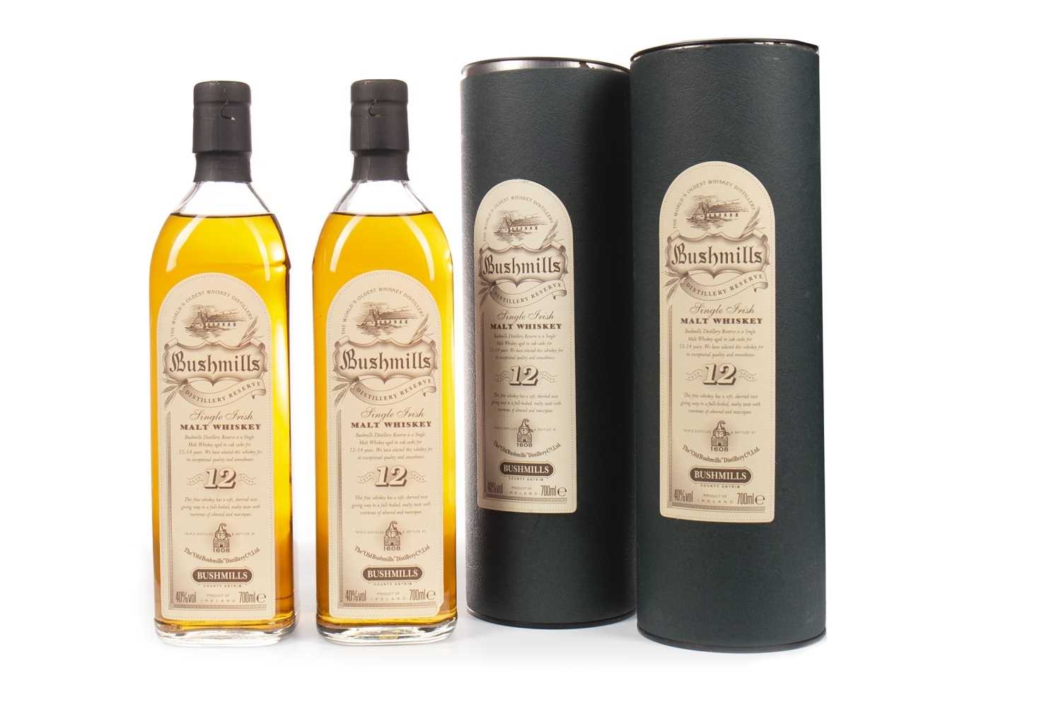 Lot 314 - TWO BOTTLES OF BUSHMILLS 12 YEARS OLD