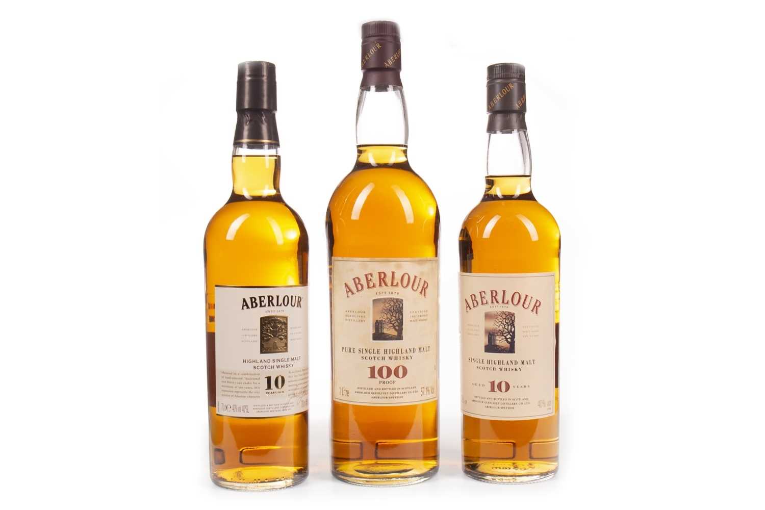 Lot 325 - ONE LITRE OF ABERLOUR 100° PROOF AND TWO BOTTLES OF ABERLOUR AGED 10 YEARS