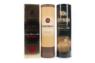 Lot 327 - GLEN MORAY 10 YEARS OLD, SPEYBURN AGED 10 YEARS, BENROMACH 12 YEARS OLD AND TOMINTOUL 10 YEARS OLD