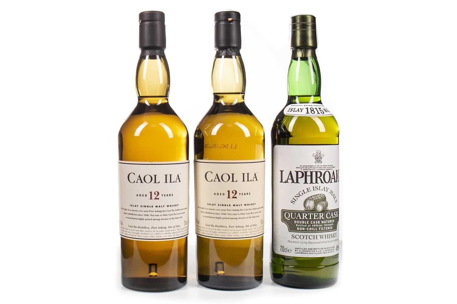 Lot 334 - TWO BOTTLES OF CAOL ILA AGED 12 YEARS AND LAPHROAIG QUARTER CASK
