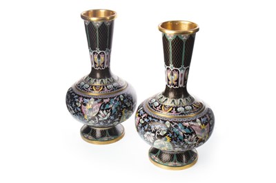 Lot 1069 - A PAIR OF CHINESE CLOISONNE VASES