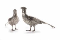 Lot 338 - PAIR OF EDWARDIAN CONTINENTAL SILVER PHEASANT...