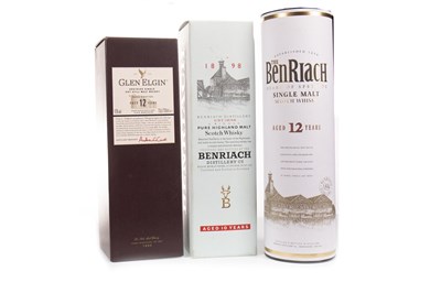 Lot 353 - BENRIACH 12 & 10 YEARS OLD, GLEN ELGIN 12 YEARS OLD AND GLENDULLAND 8 YEARS OLD