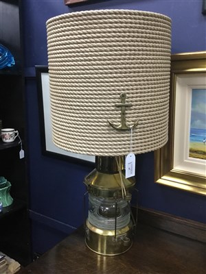 Lot 47 - A SHIP'S LAMP WITH SHADE
