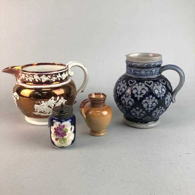 Lot 41 - A LUSTRE JUG, TEAPOT AND OTHER JUGS