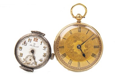 Lot 828 - A GOLD POCKET WATCH AND A TRENCH WATCH