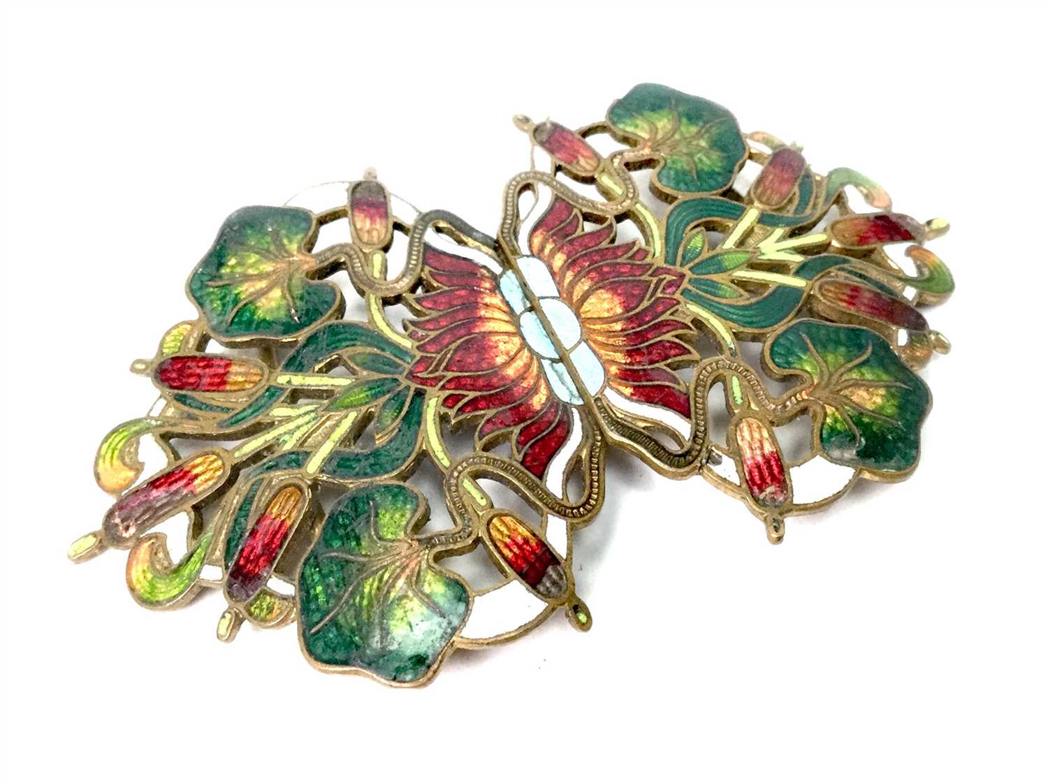 Lot 1007 - A CHINESE CLOISONNE BELT BUCKLE