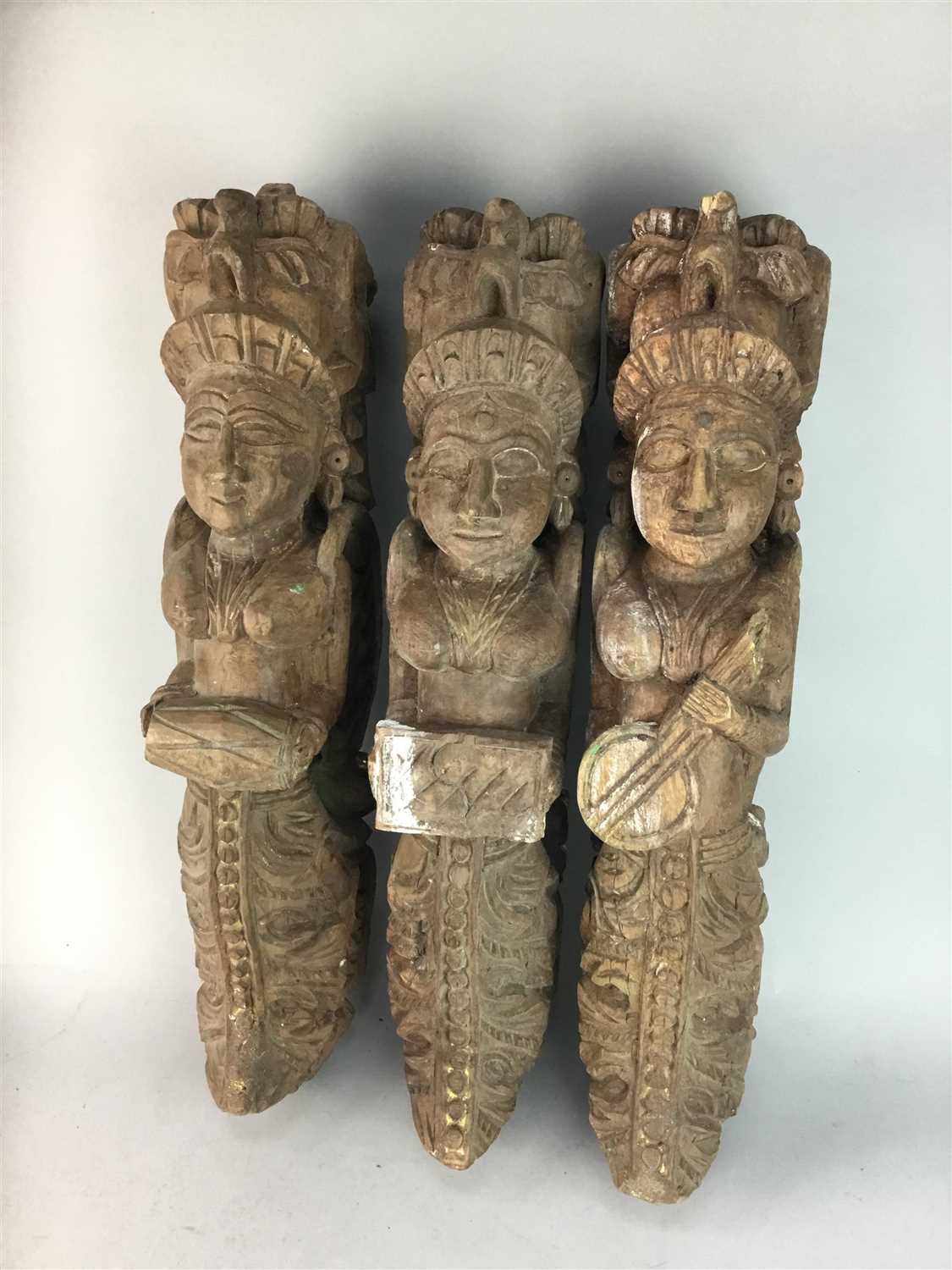 Lot 197 - A GROUP OF CARVED WOOD FIGURES