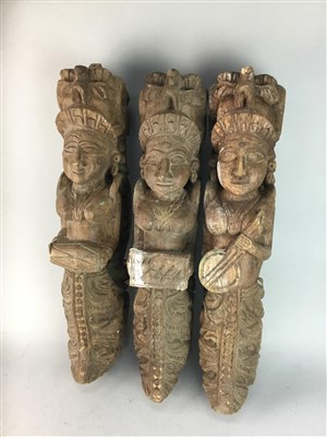 Lot 197 - A GROUP OF CARVED WOOD FIGURES
