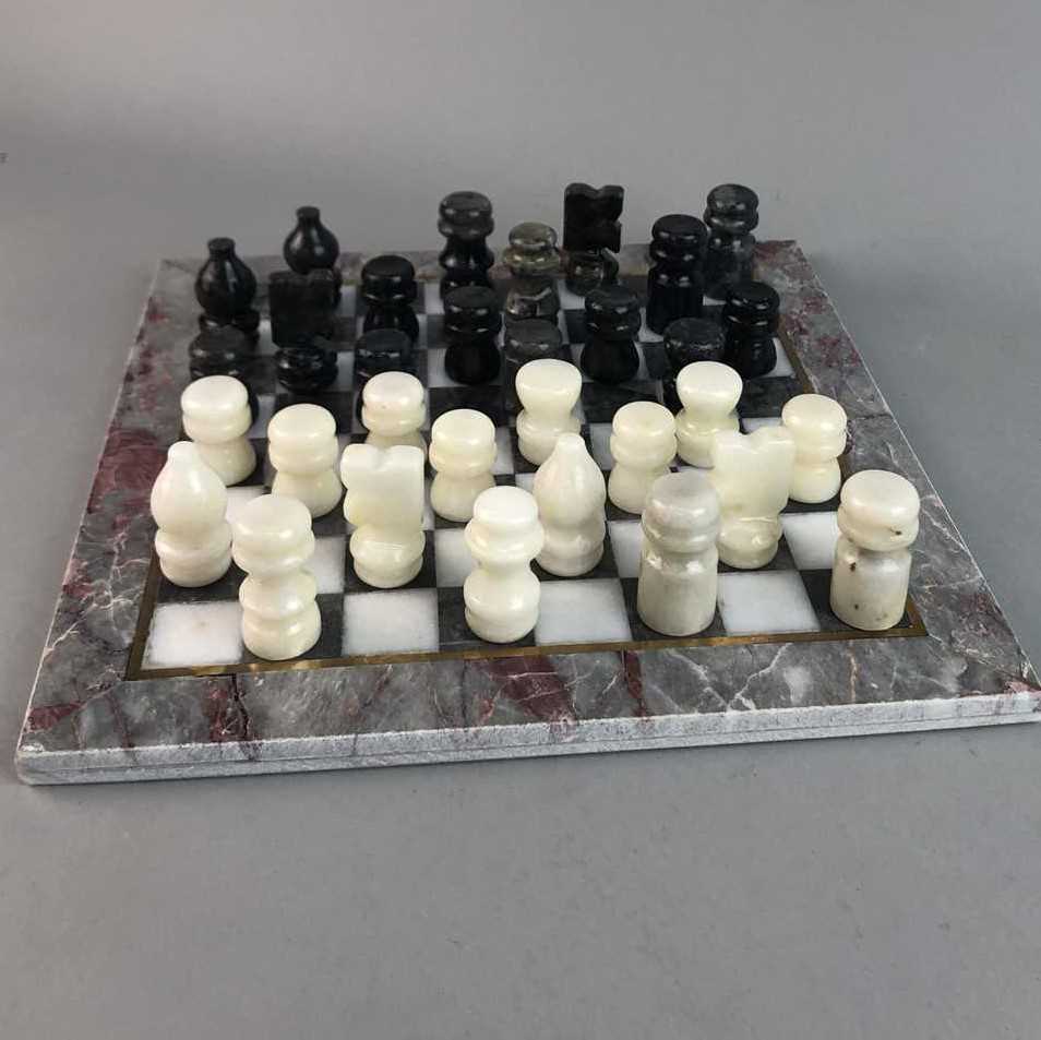 Lot 4 - A MARBLE CHESS SET