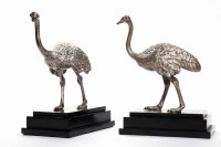 Lot 360 - PAIR OF VICTORIAN CAST SILVER OSTRICH FIGURES...