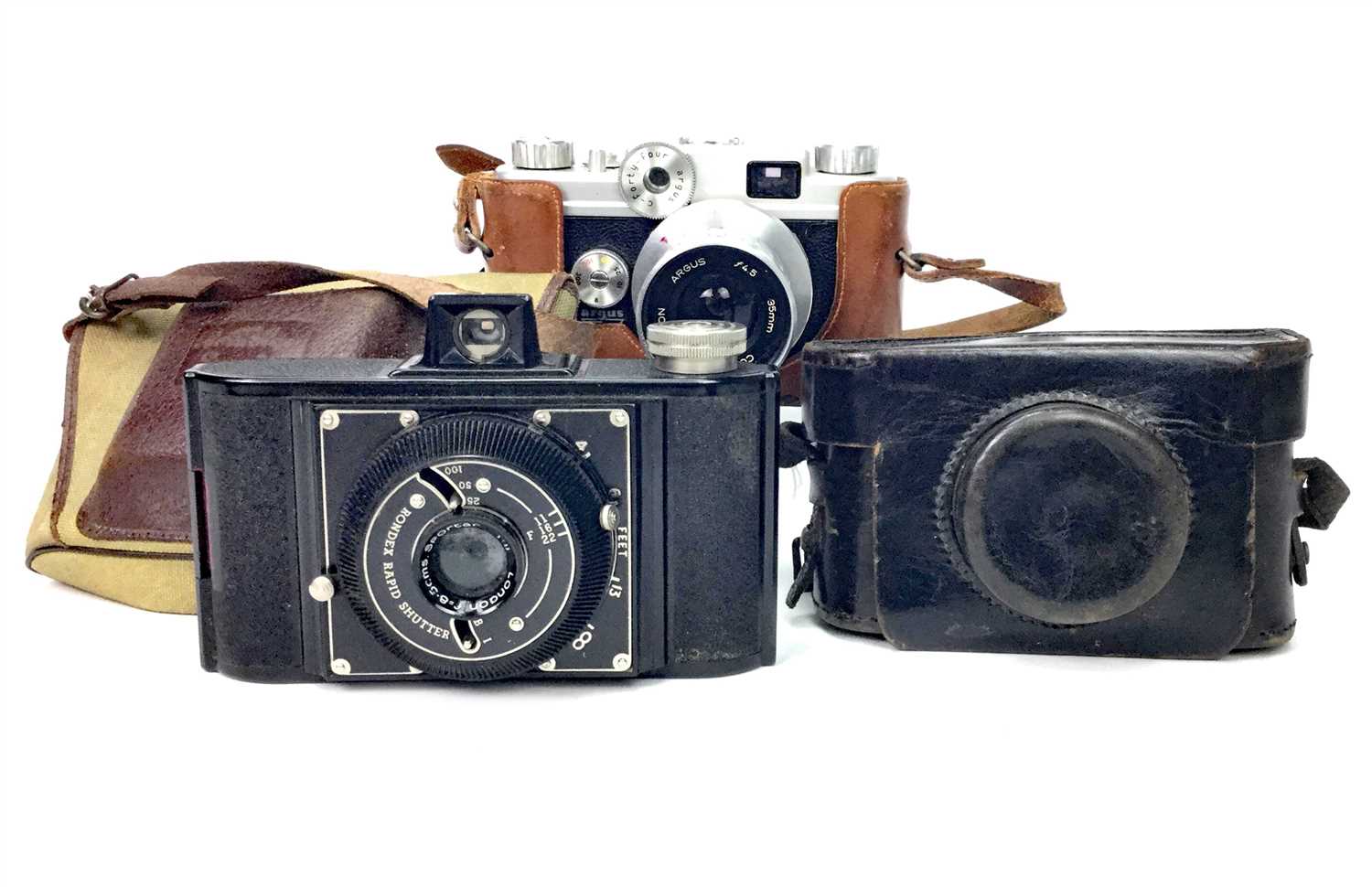 Lot 1480 - AN ARGUS C - FORTY-FOUR SLR CAMERA AND OTHERS