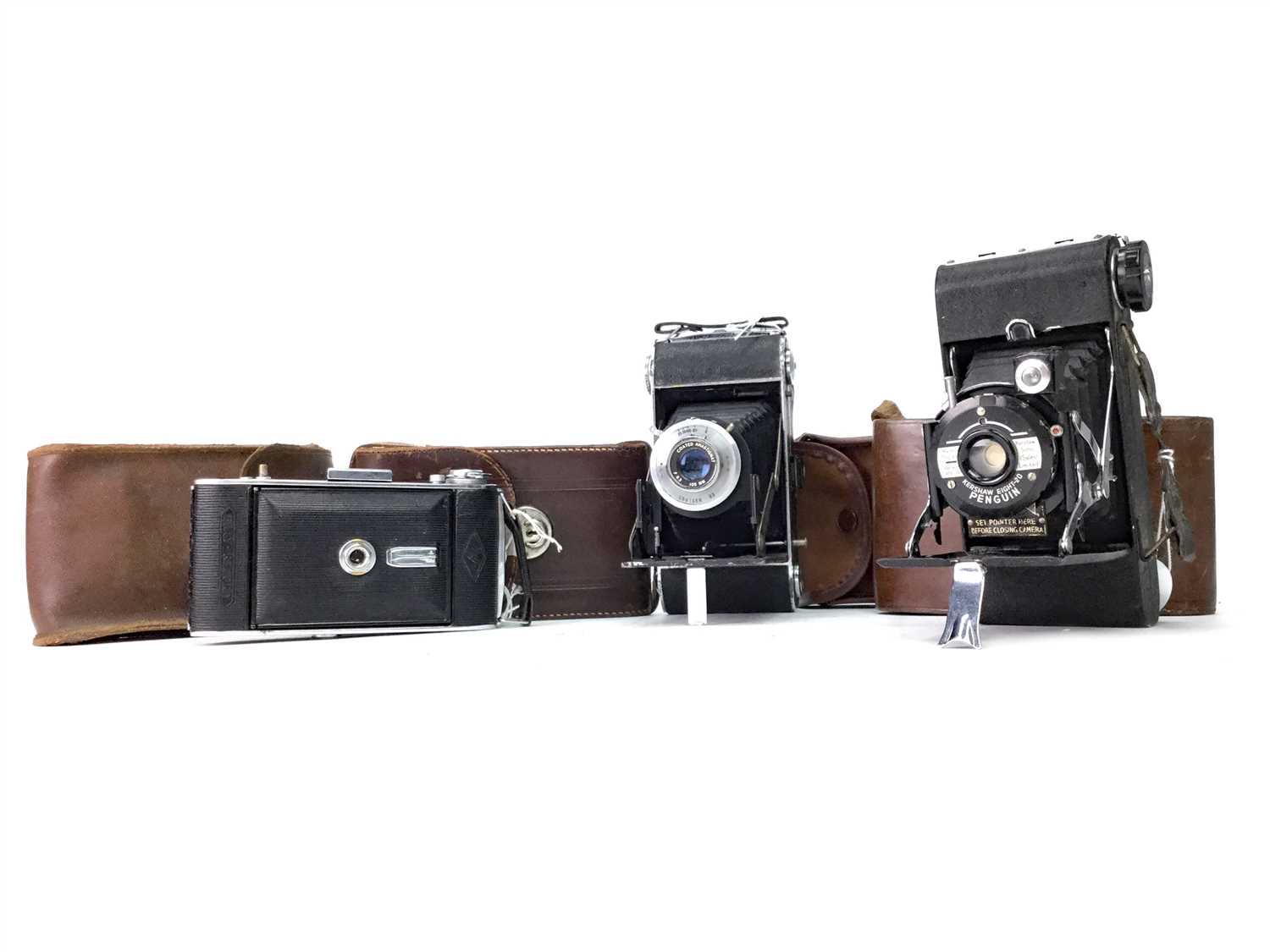 Lot 1485 - AN AGFA BILLY RECORD BELLOWS ACTION FOLDING CAMERA AND SIX OTHER FOLDING CAMERAS