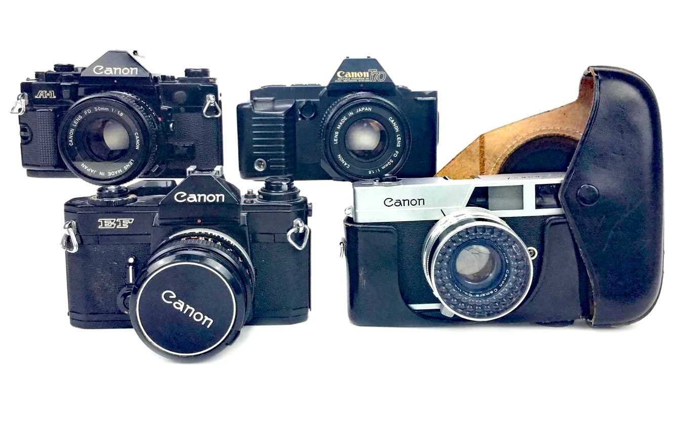 Lot 1490 - A LOT OF FOUR CANON CAMERAS INCLUDING A CANON A-1 SLR