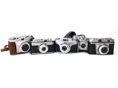 Lot 1505 - AN ILOCA QUICK SLR CAMERA AND FOUR OTHERS