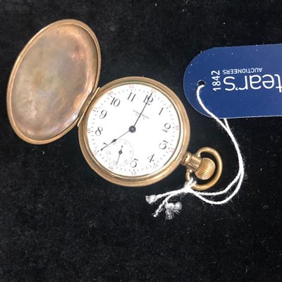 Lot 289 - A GOLD PLATED WALTHAM FULL HUNTER POCKET WATCH
