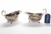 Lot 371 - PAIR OF GEORGE V SILVER SAUCE BOATS maker...