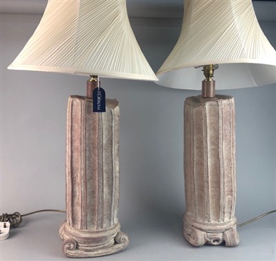 Lot 200 - A PAIR OF MODERN PILLAR COLUMN LAMPS