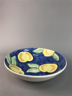 Lot 290 - A RED ROOSTER TRAY, CERAMIC BOWLS AND A CERAMIC PLANTER