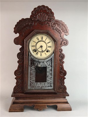 Lot 117 - A BRASS SKELETON CLOCK AND A VICTORIAN CLOCK