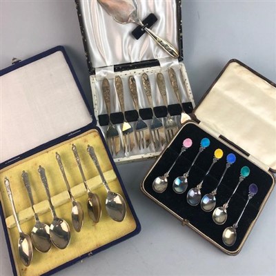 Lot 396 - THREE CASED SETS OF SILVER PLATED CUTLERY