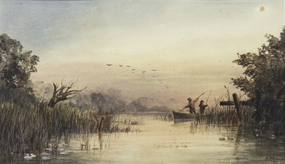Lot 371 - FISHING SCENE, A WATERCOLOUR BY H F NEAVE