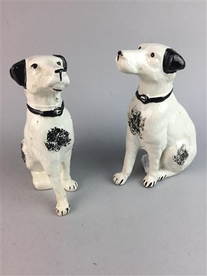 Lot 169 - A PAIR OF BLACK AND WHITE STAFFORDSHIRE DOGS