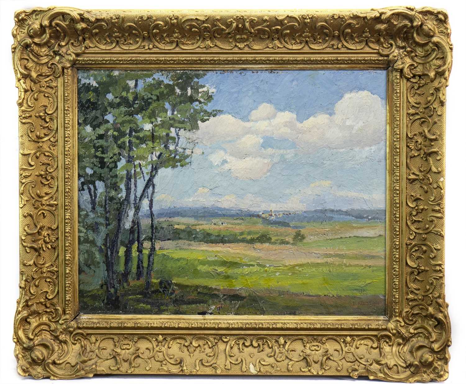 Lot 426 - LANDSCAPE WITH TREES, AN OIL BY EMILE AXEL KRAUSSE