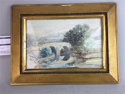 Lot 154 - A VICTORIAN WATERCOLOUR DEPICTING A BRIDGE AND TWO OTHERS