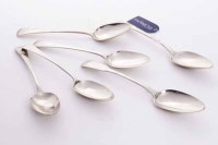 Lot 392 - SIX GEORGE III SILVER TABLE SPOONS two fiddle...