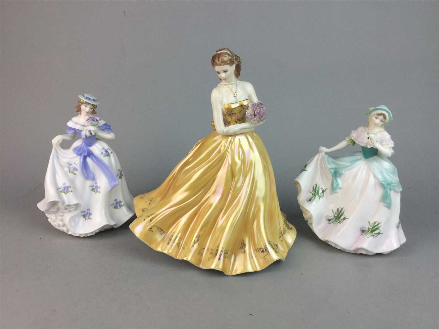 Lot 151 - A COLLECTION OF FIVE ROYAL WORCESTER FIGURES OF LADIES