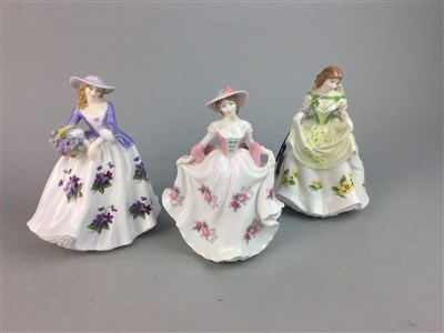 Lot 155 - A LOT OF FIVE FIGURES OF LADIES INCLUDING ROYAL WORCESTER AND DOULTON