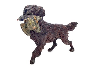 Lot 1553 - A COLD PAINTED BRONZE FIGURE OF A GUN DOG