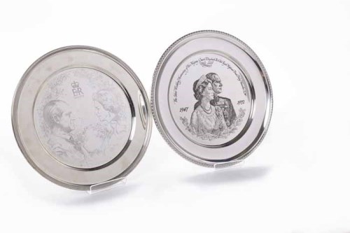Lot 395 - TWO ROYAL COMMEMORATIVE SILVER PLATES...