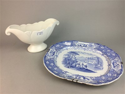 Lot 194 - A DELFT PLATE, ARTHUR WOOD VASE AND A BLUE AND WHITE ASHET
