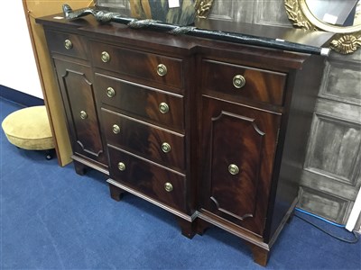 Lot 415 - A STAINED WOOD BREAKFRONT DWARF SIDEBOARD