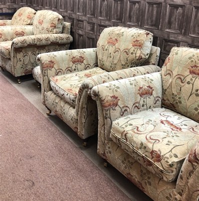 Lot 416 - FOUR 20TH CENTURY UPHOLSTERED ARMCHAIRS