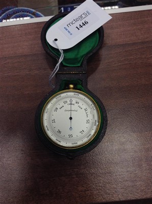 Lot 1446 - AN ENGLISH POCKET BAROMETER WITH COMPASS