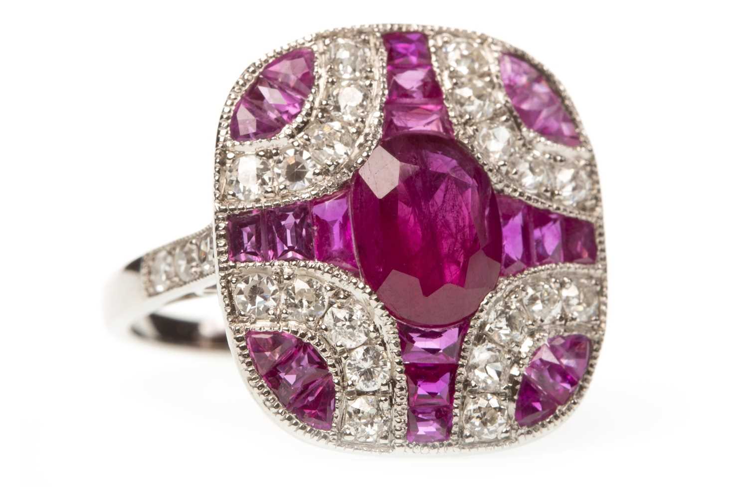 Lot 76 - ART DECO STYLE RUBY AND DIAMOND RING
