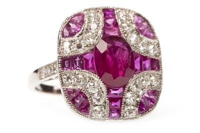 Lot 76 - ART DECO STYLE RUBY AND DIAMOND RING