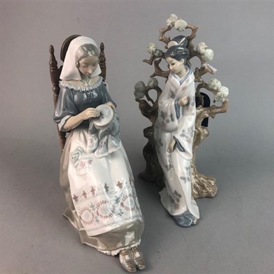 Lot 446 - A LLADRO FIGURE OF A SEATED FEMALE AND ANOTHER