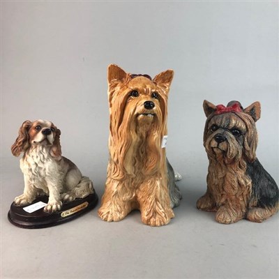 Lot 447 - A BESWICK FIGURE OF A YORKSHIRE TERRIER AND TWO OTHER DOG FIGURES