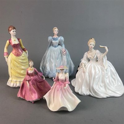 Lot 448 - A COALPORT FIGURE OF LILY AND FOUR OTHER COALPORT FIGURES