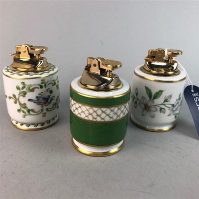 Lot 450 - THREE LIMOGE DURARRY LIGHTERS AND TRINKET BOXES