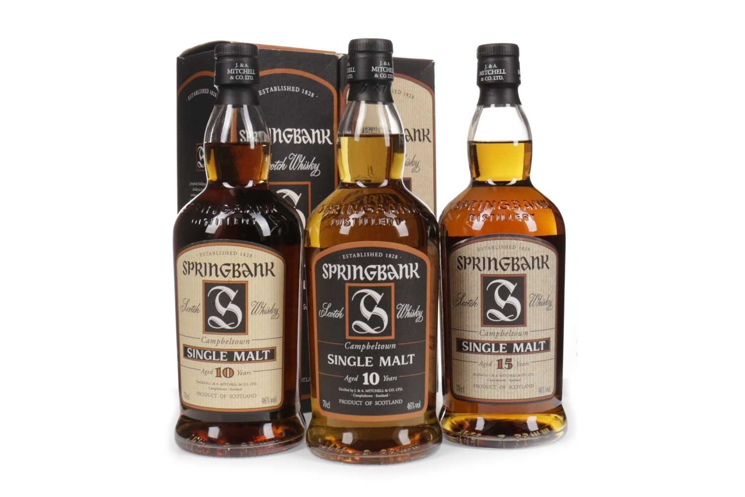Lot 361 - TWO BOTTLES OF SPRINGBANK AGED 10 YEARS AND ONE AGED 15 YEARS