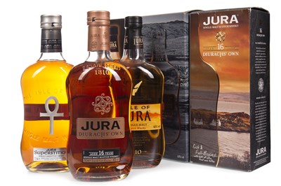 Lot 366 - ISLE OF JURA 16 YEARS OLD, SUPERSTITION AND 10 YEARS OLD