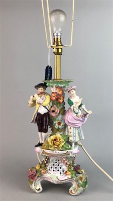 Lot 467 - A DRESDEN FIGURAL TABLE LAMP